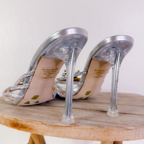 Steve Madden Pamola Rhinestone Heels Sandals Silver Glam Gatsby Party sz 7.5 NEW - Picture 7 of 10